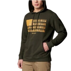Columbia NWT B&T Trek Graphic Hoodie Green with Orange Tree Stripe Flag Size 2X
